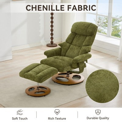 GDFStudio Mirna Ergonomic Chenille Upholstered Swivel Recliner Chair with Ottoman