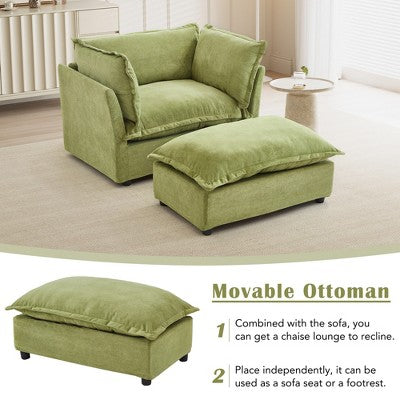 GDFStudio Becky Modern 47 Armchair Sofa with Movable Ottoman