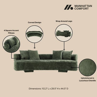 Manhattan Comfort 3pc Verandah Chenille Upholstered 112 Sofa and 2 Accent Chairs