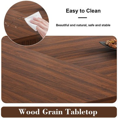 Modern Rustic Dining Set with 78 Rectangular Storage-Base Table and 4 PU Cushioned Chairs for Kitchen and Dining Room-Panipeachy