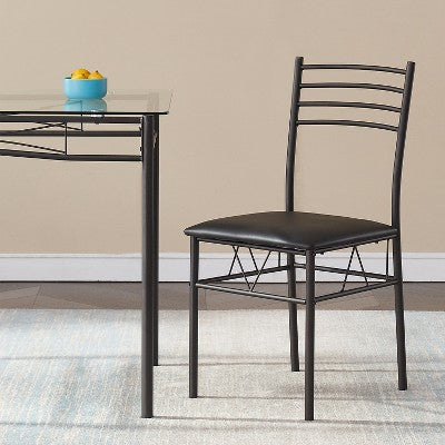 VECELO 5 Piece Dining Table Set with Glass Top Table & 4 Upholstered Chairs, Kitchen Rectangular Table Set Brown/Black