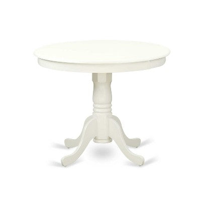 Round Dining Set 5pc - 36 Table & 4 Chairs - Pink Flamingo Linen White - Modern Kitchen Set