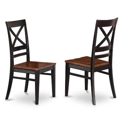 HomeStock 7-Piece Black and Cherry Finish Solid Wood Top Dining Table with 6 Chairs
