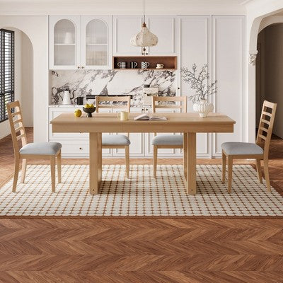 GDFStudio Gomez 5-Piece Extendable Dining Table Set with 18 Move Leaf
