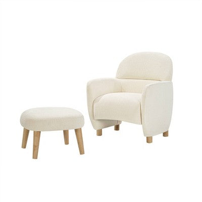 GDFStudio Leisure Fabric Upholstered Chair with Ottoman