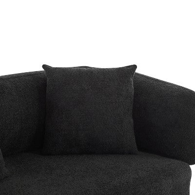 Christopher Knight Home Tadg 82 Rubberwood Boucle Upholstered 3 Seater Curved Sofa with Pillows (Set of 2)