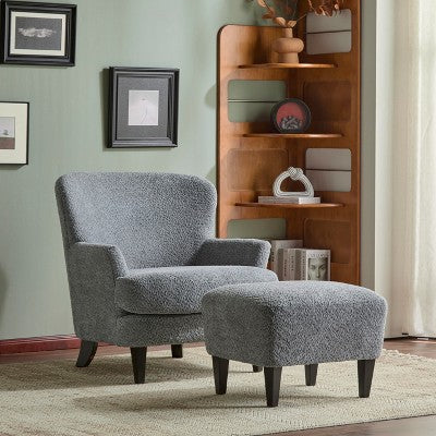 Christopher Knight Home Gerald Contemporary Boucle Upholstered Club Chair and Ottoman Set