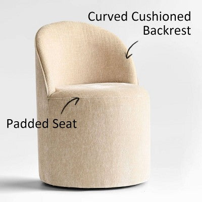 Dining Table Set for 4, Modern Barrel Chair with Wheels and Chenille Upholstery, Round Pedestal Table for Small-Dining Areas-Panipeachy