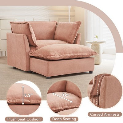 GDFStudio Becky Modern 47 Armchair Sofa with Movable Ottoman