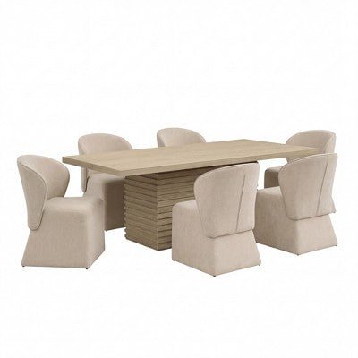 Christopher Knight Home Wichai Modern 7 Piece Wooden and Metal Dining Set with Upholstered Chairs
