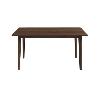 5-Piece Mid-Century Solid Wood Dining Set  Walnut Brown Stain, Beveled Edge Table & 4 Chairs, Seats 4