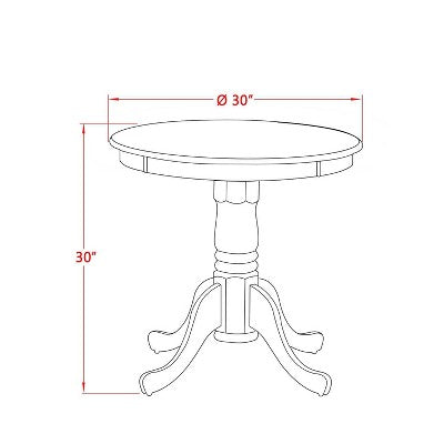 3-Piece Mahogany Finish Solid Wood Top - Dining Room Set - Seats 4