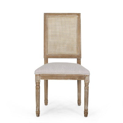 Christopher Knight Home Remuda French Country Fabric Upholstered Wood and Cane 5 Piece Circular Dining Set