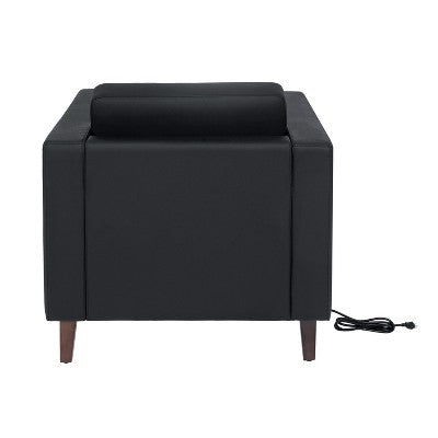 Flash Furniture HERCULES Artemis 3 Piece Upholstered Reception Set, 8 AC Outlets/4 USB/4 USB-C Ports and Wood Walnut Legs with Adjustable Floor Glides