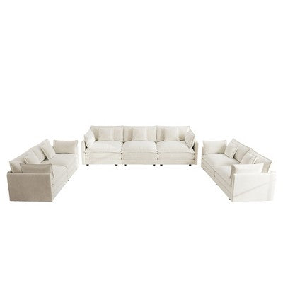 GDFStudio Kelsen Mid-century Modern 3 Piece Chenille Upholstered Sofa Set with Pillows