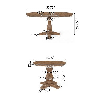 GDFStudio Alachua Farmhouse Fabric Upholstered Wood Expandable 5 Piece Dining Set