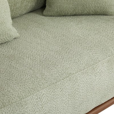 Christopher Knight Home Tadg 82 Rubberwood Boucle Upholstered 3 Seater Curved Sofa with Pillows (Set of 2)