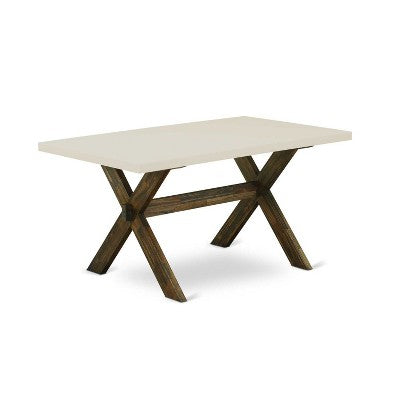 HomeStock 7-Piece Rectangle Distressed Jacobean Finish Solid Wood Top Dining Table with 6-Chairs