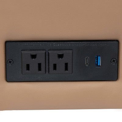 Flash Furniture HERCULES Artemis 3 Piece Upholstered Reception Set, 8 AC Outlets/4 USB/4 USB-C Ports and Wood Walnut Legs with Adjustable Floor Glides