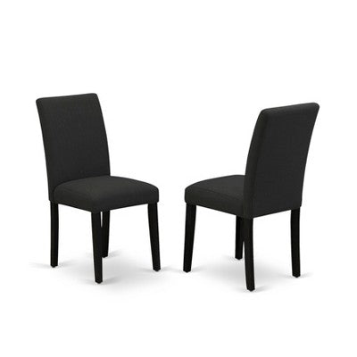 HomeStock Belmont 5 Piece Wood Dining Table Set 1 Drop Leaves Dining Room Table and 4 Black Linen Fabric Dining Chair, Wire Brushed Black Finish