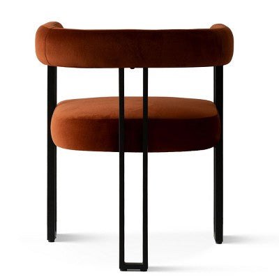 7-Piece Dining Table Set with Velvet Chairs, Modern Oval Black Table & Upholstered Armchairs with Metal Legs for Dining Room-Panipeachy