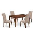 HomeStock 5-Pc Mahogany Finish Solid Wood Top - Rectangular Dining Room Set - Seats 4