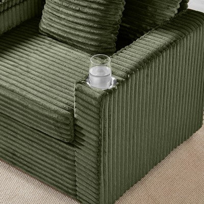GDFStudio Tenley Modern Chenille Accent Chair with Storage Ottoman, Cup Holder and Convertible Armrest Table
