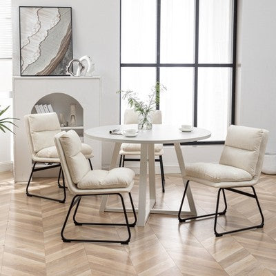 Roundhill Furniture Innes Round Dining Set, Trestle Dining Table with 4 Stylish Chairs, 5-Piece