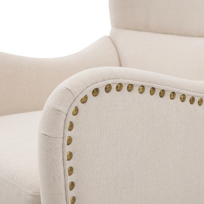 Vintage Accent Chair High-back Armchair Upholstered Lounge Chair Cozy Reading Chair with Ottoman, Classic Tufted & Nailhead Trim, Brown - ModernLuxe