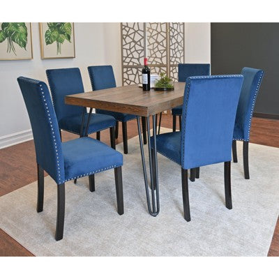 Roundhill Furniture Ashzo Dining Set, Hairpin Dining Table with 6 Chairs, 7-Piece