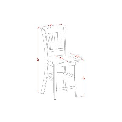 Coastal 5 Piece Kitchen Dining Set - Round Table & 4 Chairs - Buttermilk & Cherry Finish