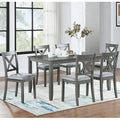 GDFStudio Loren Modern 7-Piece Solid Wood Upholstered Dining Table and Chairs Set