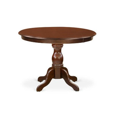HomeStock 5-Piece Mahogany Finish Solid Wood Top Dining table with 4-Chairs with Slat Back