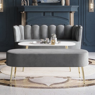ChaletPosh Velvet Sofa with Bench And Coffee Table