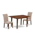HomeStock 3-Piece Mahogany Finish Rectangular Solid Wood Top With Butterfly Leaf Dining Table Set