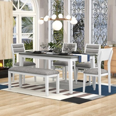 GDFStudio Monica 6 Piece Dining Set with Table and Upholstered Chairs