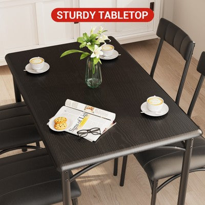 Dining Table Set for 4, Kitchen Table with Upholstered Chairs, Rectangular Wood Dining Room Table Set for Small Space, Dinner, Apartment, Home