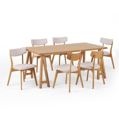 Christopher Knight Home Chazz Mid-Century Modern Fabric Upholstered 7 Piece Dining Set