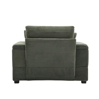 GDFStudio Ulen Modern Corduroy Upholstered Storage Chair with Ottoman and Detachable Cushions