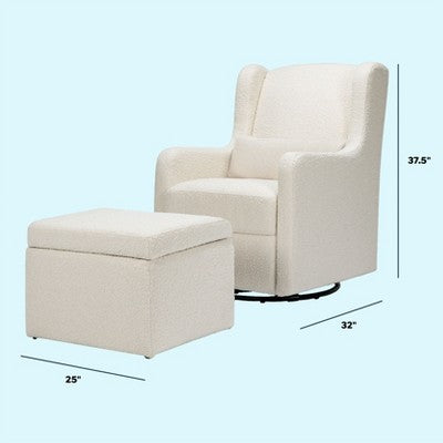 Carter's by daVinci Adrian Swivel Glider with Storage Ottoman - Ivory Boucle
