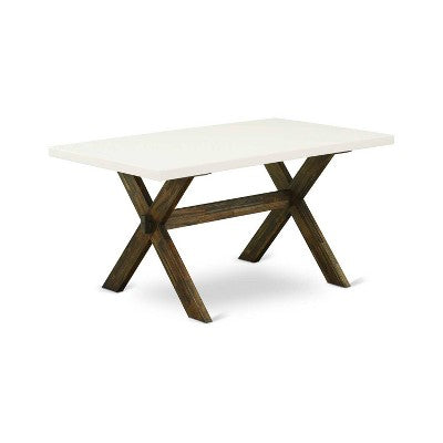 HomeStock 7-Piece Distressed Jacobean Finish Solid Wood Top Dining Table with 6-Chairs