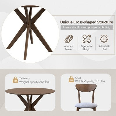 Costway 3 PCS Dining Table Set Modern Round Kitchen Table and Chairs Set for Dining Room