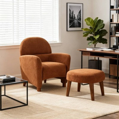 GDFStudio Leisure Fabric Upholstered Chair with Ottoman