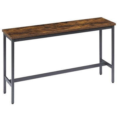 Industrial 4PCS Long Bar Table Set with 3 PU Upholstered Bar Stools, 4L -ModernLuxe