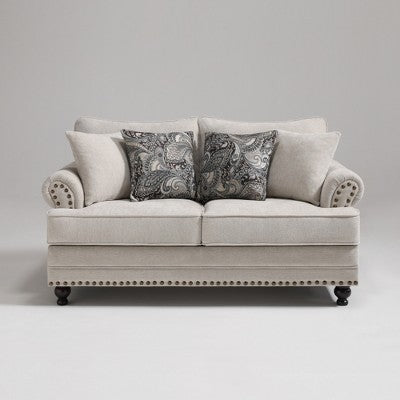 Piece Living Room Set, Modern Farmhouse Chenille Sofa and Loveseat with Nailhead Trim, Floral Accent Chair