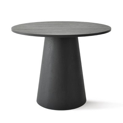 5-Piece Round Dining Set, 35 Pedestal Table and Upholstered Dining Chairs with Rattan Backs, Ideal for Dining Room-Panipeachy
