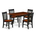 5-Piece Black and Cherry Finish Solid Wood Top - Dining Room Set - Seats 4