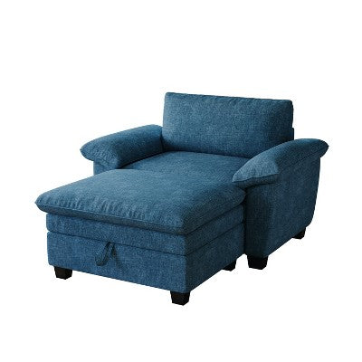 GDFStudio Kennan Modern 51 Chenille Upholstered Oversize Chair and Storage Ottoman Set