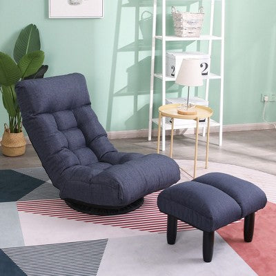 GDFStudio Sharp Swivel Floor Chair, Adjustable Upholstered Reclining with Ottoman