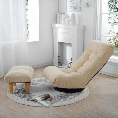 GDFStudio Sharp Swivel Floor Chair, Adjustable Upholstered Reclining with Ottoman